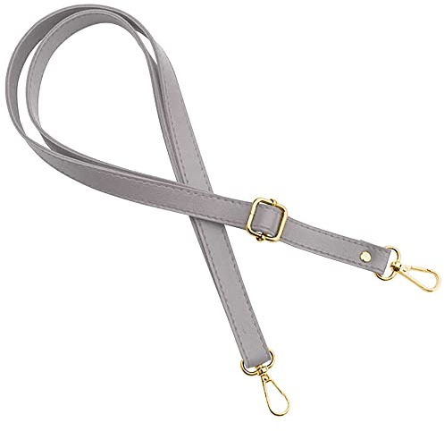 Gurt Band Schulterriemen für Damen Taschen Handtasche - Grau - Farbe Metallteile Gold - Länge verstellbar 70-128 cm - Breite 1,8 cm - Schultergurt Umhängetasche Trageriemen Riemen Umhängegurt