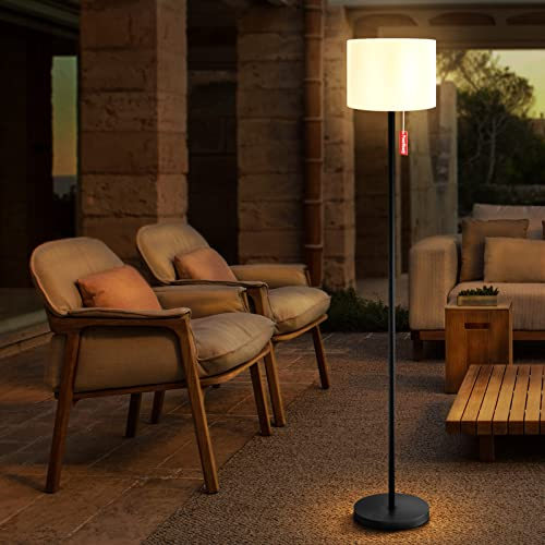 NiceBuy Solar Stehlampe Outdoor Garten Dimmbar Akku Stehlampe Aufladbar USB,LED Stehlampe Kabellos,HöHenverstellbar Stehleuchte,Wasserdicht IP44 FüR Terrasse DraußEn