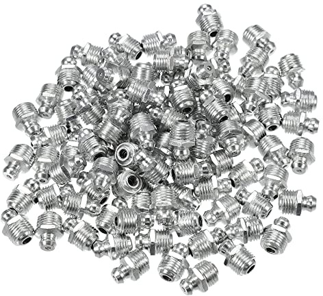 X AUTOHAUX 100 Stück M10 x 1 Fettnippel-Armatur, gerade 180 Grad Winkel, verzinkter Stahl, Fett, Zerk Fitting Adapter für Auto, LKW, mechanische Schmierung