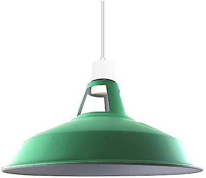 Retro Modern Metal Lamp Shades Ceiling Light Shades, 30cm Easy Fit Lampshades, for Vintage Industrial Pendant Lights Bedroom, Kitchen, Bathroom Antique Shade (Green)