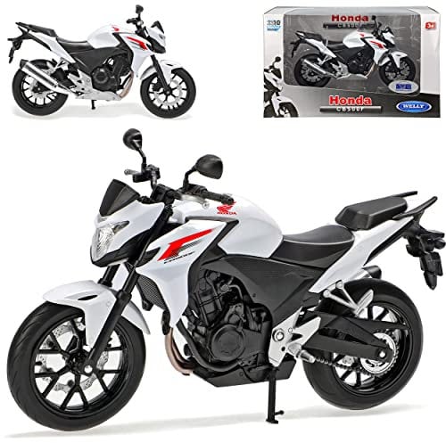 Welly Hon-da CB500F Weiss Ab 2013 1/10 Modell Motorrad mit individiuellem Wunschkennzeichen