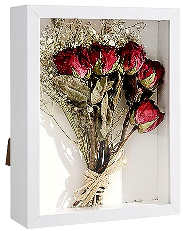 XTDMJ Marco de fotos 3D, 15 x 20 cm, marco de madera profundo para rellenar 3D, caja profunda con cristal para colgar en la pared o escritorio, regalos de recuerdo familiares (vetas de madera blancas)