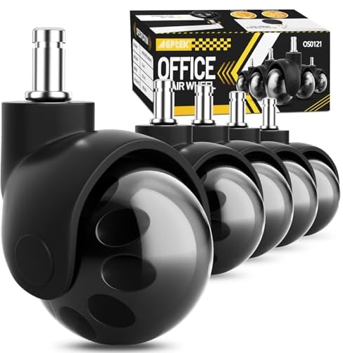 AGPTEK 5er Set 2Bürostuhl Ersatzräder Ball Caster Räder Hochleistungsersatzrollen 7/16 x 7/8 (11 x 22 Millimeter) für Büromöbel Stühle Sicher auf Fliesen, Teppich, Holz