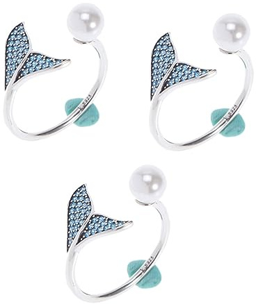 Abaodam 3stücke Verstellbarer Meerjungfrau Aus Sterlingsilber Mit Perlen Und Zirkonia Charmante Schmuckstück Für Damen Elegante Accessoire Für Besondere Anlässe Hochzeitsfeiern Oder