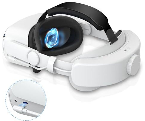 Sangle de tête de batterie compatible avec les accessoires Oculus Quest 2, batterie intégrée 6000 mAh pour Meta Quest 2 Elite réglable, accessoires de rechange pour Oculus/Meta Quest 2