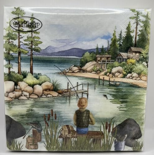 Serviette Lakeside Fishing - Angler am See - Lunch 33x33cm 20 Stück