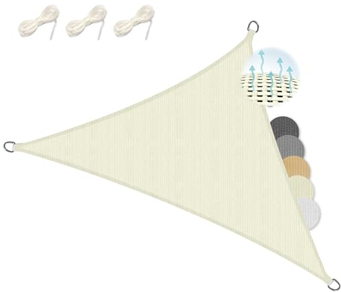 Sol Royal Sonnensegel dreieckig 7x7x7m Wasserdurchlässig HDPE Atmungsaktiver Balkon Terrasse Segeltuch UV Sonnenschutz Segel Garten Pool Camping Creme – Shade Sails HS9