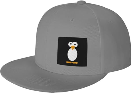WURTON Baseballkappe mit niedlichem Pinguin-Druck, für alle Jahreszeiten, verstellbar, stilvoll, Hip-Hop-Hut, Outdoor-Sport-Kappe, Sonnenhut, Grau, Einheitsgr��e