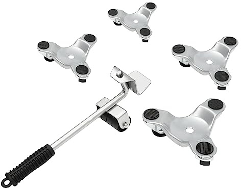 Möbellift-Set 4Pcs PP-Transportrollen und 1Pcs Möbellifter, Möbelroller 360° Drehbar, Möbeltransportroller mit Anti-Rutsch-Polstern, Maximale Belastung 200kg - Möbeltransport-Rollenset
