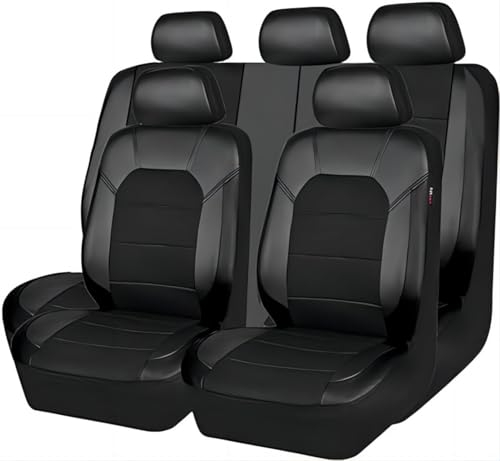 Ruby66 Auto Leder Sitzbezüge für Jeep Compass 1.Generation 2007-2012 2013 2014 2015 2016 2017, Bequem Wasserdicht rutschfest Sitzschoner, Leicht zu Reinigen, Schön, Auto Zubehör,Black