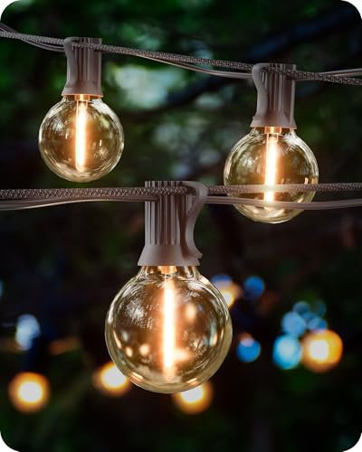 EDISHINE Lichterkette Außen 15M, LED Lichterkette Outdoor mit G40 25 + 2 Bruchsicher Glühbirnen, IP44 wasserdicht Lichterketten Aussen Strom für Terrasse, Garten, Balkon, Camping, Party, Hochzeiten