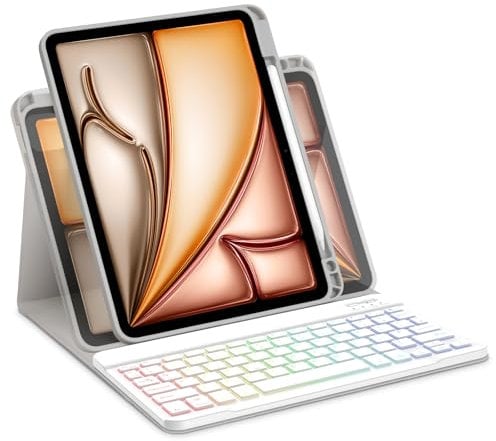 Bettdow for iPad Air 11 Inch M3 2025/ M2 2024 Keyboard Case,Horizontal/Vertical Use,UK Layout Detachable Backlit Keyboard with Case for Air 11 M2 2024/ M3 2025/Air 4th/5th 10.9 (Gray)