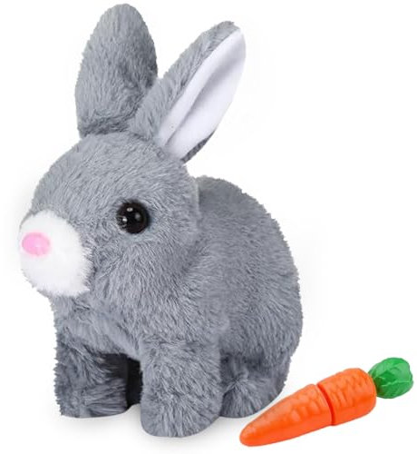 Hüpfendes Kaninchen,Hüpfendes Kaninchen Spielzeug,Sprechender Hasen,Hasen Kuscheltiere Klein,Geräusche Macht und Dessen Ohren und Nase Sich Bewegen, Plüschhase für Ostern Weihnachtstag Geschenke