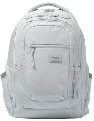 TOTTO - Mochila para Ordenador Portátil 13 Pulgadas, Modelo Eufrates, Mochila Eco-Friendly, 6 Compartimentos, Cremallera para Candado, Bolsillos Botella, Espaldra Ergonómico, Color Micro Chip Gris