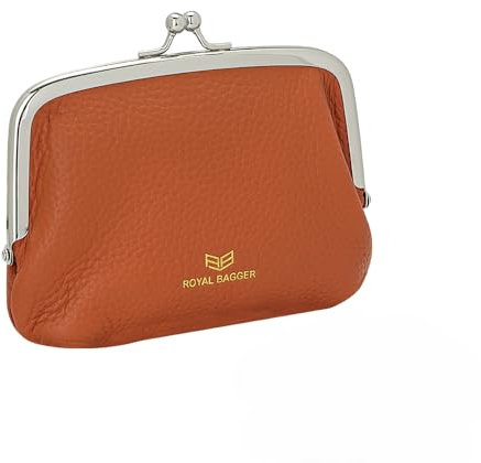 Royal Bagger Porte-Monnaie pour Femme, Fashion Kiss Lock Change Pouch, Sac de Rangement pour Carte clé à Double Clip (Orange)
