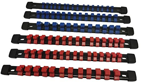 BHFYOB Lot de 6 supports de clés à douille en ABS réglables 1/4 3/8 1/2 pour rangement coulissant