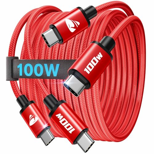 USB C Kabel 100W, USB C auf USB C Kabel [2Stück 2M+2M] Schnellladekabel USB C auf USB C 5A PD 4.0 USB C Ladekabel für iPhone 16 Pro Max, iPhone 15, Samsung S24 S23 S22, iPad Pro, MacBook Pro/Air