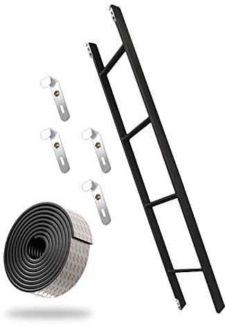 Safety Bunk Ladder Rv Bed, Home Dorm Twin Bed Ladder/Adjustable Step Ladder with Hooks And Pedal Pads, Black Metal Boarding Ladder, Adults/Kids/Elderly,Black-1.5m/5ft/59in