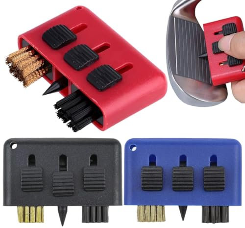 IKOPFLN 3 spazzole 3 in 1 per mazze da golf strumento di pulizia multiuso spazzola per la pulizia delle scanalature delle mazze da golf kit per la pulizia delle scarpe con portachiavi
