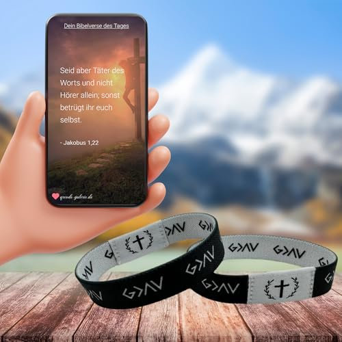 NFC Armband | Psalmen und Sprüche | Taufgeschenk Kommunion Konfirmation (Schwarz)
