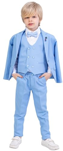 Suit for Boys | 5-Piece Set Shirt, Pants, Vest, Jacket, and Bow Tie | Party and Formal Wear for Boys Aged 1-13 Years
