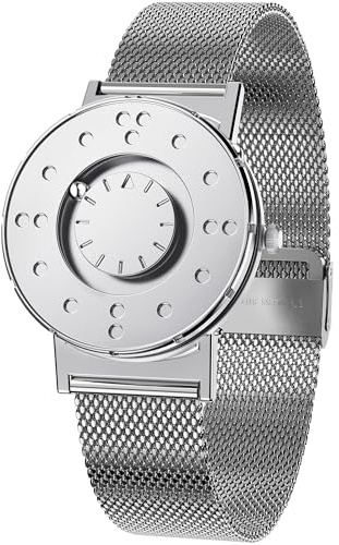 EUTOUR Magnetische Blindenuhr mit tastbaren Braille-Ziffern - Edelstahlarmband - Fühlbare Zeitablesung - Elegantes & barrierefreies Design