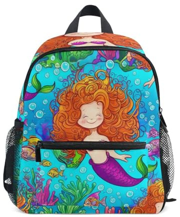 RPLIFE Niedlicher Rucksack für Kleinkinder, Mädchen, Schulrucksäcke, Mini-Kindergarten-Rucksäcke, 3–8 Jahre, Blau, Niedliche Unterwasser-Meerjungfrau, blau, Small, Niedliche Rucksäcke