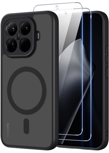 Pnakqil Magnetisch für Xiaomi Mi 15T Pro 5G Hülle für Magsafe,Matt Transluzente Handyhülle für Xiaomi Mi 15T Pro 5G mit 2 Panzer Schutz Glas,PC Härte Kratzfest Matte Dünn Magnetische Case,Schwarz