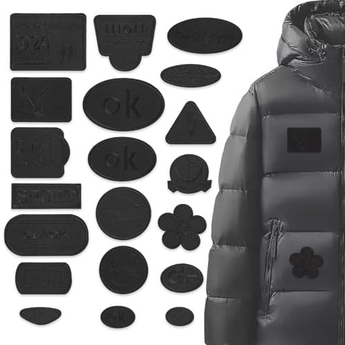 Reparaturflicken für Daunenjacken, 20 Stück Blatt Daunenjacke Flicken Reparaturset, Nylon Flicken selbstklebend Stoff, für Jacken,Elte,Oberbekleidung,Schlafsack