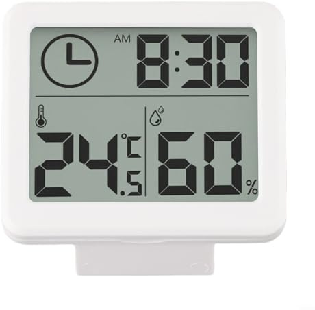 Digital LCD Thermometer Hygrometer, Innen Außen Temperatur Luftfeuchtigkeitsmesser mit Uhr, Alarm und Speicherfunktion für Home Office