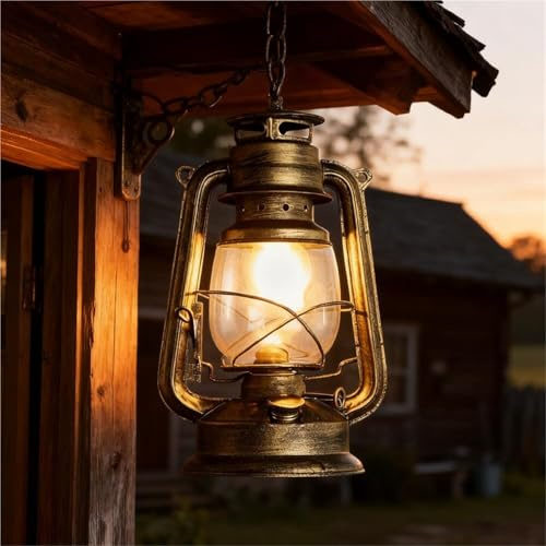 KHUKHU Wasserdichte Vintage-Pendelleuchte For Den Außenbereich, Gartenleuchten For Den Außenbereich, Villa-Pavillon-Leuchte, Regenfest, Schutzart IP44, Hängeleuchten Mit E27-Schraubsockel