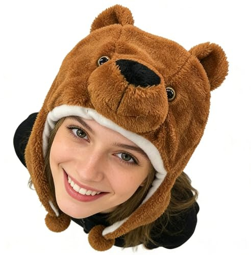 Aufquwk Gorros de Animales para Niños,Disfraz De Fiesta Cartoon, Lindo, Suave Y Cálido Con Correas Para Orejas,Gorros de Invierno para Niños | Para Fiesta, Cumpleaños, Hogar, Oficinas, Otoño, Año