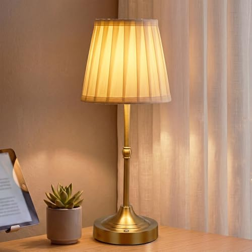 Rechargeable Table Lamp,6500mAh Cordless Touch Bedside Lamp,Battery Operated Night Light with Fabric Shade,Stepless Dimmable Portable Table Lamps for Living Room Dining Room Bedroom Bar Kitchen
