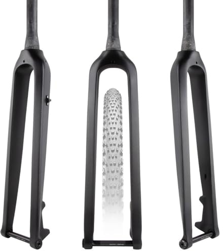 HZXQCVB 26/27,5/29'' Fibra di Carbonio Mountain Bike Forcella Rigida 15x100mm ASSE Passante Freno A Disco Forcella Anteriore 1-1/8'' Tubo Dritto/Conico(29''Matte Black,1-1/2'')