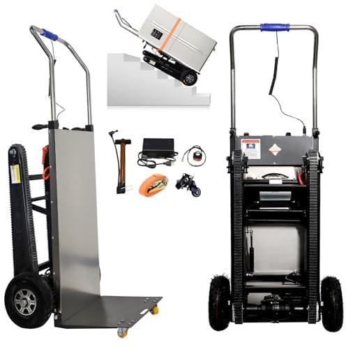 RDYMONKEY Elektrische Treppensteiger Sackkarre 300 kg – 600W Motor, 24V 36Ah Akku, Faltbar, Treppensteiger mit Gummiraupen & Sicherheitsrädern, Transportkarre für Umzug, Möbel & schwere Lasten