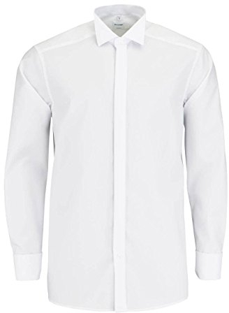 OLYMP Luxor Gala Hemd Langarm mit Klaeppchenkragen, weiss Gr. 44
