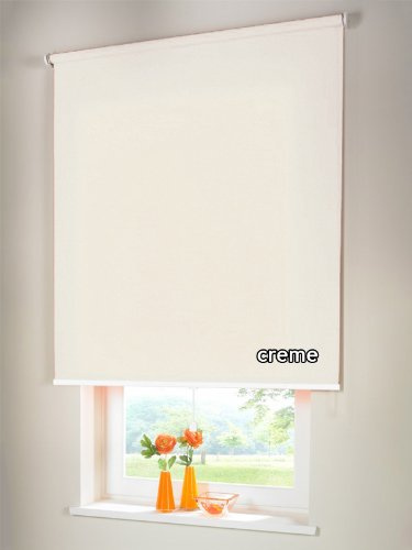 Sichtschutzrollo Mittelzugrollo Springrollo Rollo Verdunkelung 220 x 150 cm / 220x150 cm creme