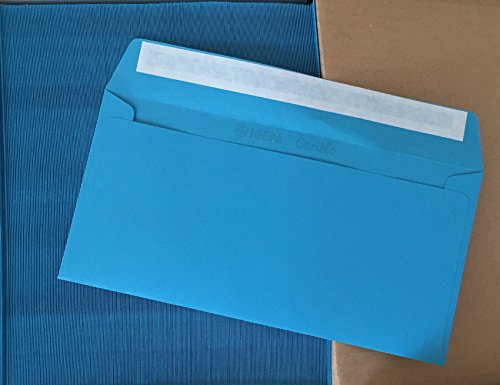 umschlag-discount – 250 blaue Briefumschläge ohne Sichtfenster für hochwertige Sendungen, Einladungen & Co, Dunkelblau, Azur, selbstklebend, mit den Maßen 220 x 110 mm (DIN lang)