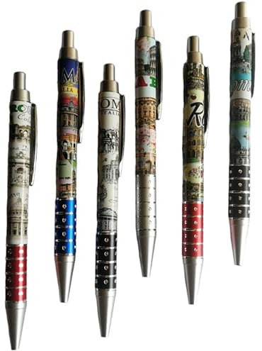 6 Pezzi di Penna Penne a Sfera Biro Souvenir Monumenti Italia Roma Serie 4573.