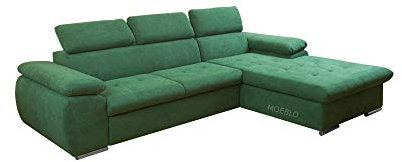 mb-moebel Ecksofa mit Schlaffunktion Eckcouch mit Bettkasten Sofa Couch L-Form Polsterecke für Wohnzimmer, Schlafsofa Sofagarnitur Wohnlandschaft - 284x196x99cm - NILUX (Dunkelgrün, Ecksofa Rechts)