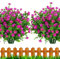 Leixi 6pcs Artificial Flowers Outdoor UV Resistant Plants, Faux Plastic Corn-flower Greenery Shrubs Plants Indoor Outside Hanging Planter Kitchen Home Wedding Office Garden Decor (magenta)