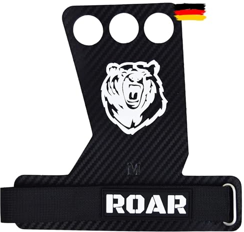 Roar® Crossfit Handschuhe, Hand Grip, Piloxing Handschuhe, Rep Ahead, Riemchen Turnen, Handschutz, Fitness, Wodies, Calisthenics, Weightlifting, Gym, Bars (M), Schwarz