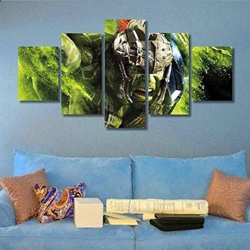 Bild auf Leinwand - Leinwandbilder - Superhero Movie Iron Man Spider Man Hulk Buster Marvel Rahmenlos 150 x 80 cm - Fünf Teile - Mehrteilig - Wohnzimmer Wohnung Deko Kunstdrucke