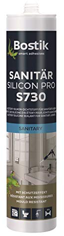 BOSTIK S730 Sanitär Silikon Pro Weiß – Hochwertiges Acetat Sanitärsilicon mit Schutzeffekt, Lösemittelfrei, Alterungs- und Witterungsbeständig, Geeignet für Innen- und Außenbereich, 300ml