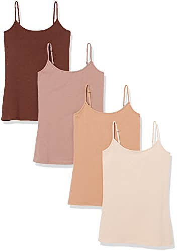 Amazon Essentials Caraco Coupe Cintrée Femme, Lot de 4, Brun/Brun Foncé/Fauve Foncé/Rose Blush, XXL