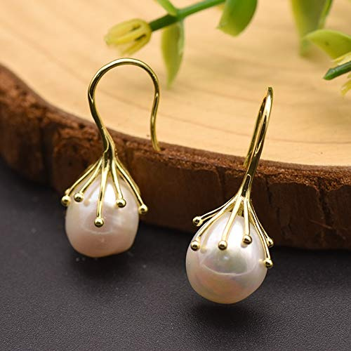 Natürliche Süßwasser Barock Grau Perle Ohrringe Für Frauen 925 Sterling Silber Tropfen Ohrringe Luxusschmuck