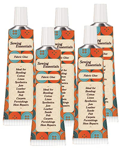 Fabric Sewing Glue, 50g Extra Strong Glue, Waterproof Permanent - Stitch Adhesive, Soft Elastic Safe Glue for cloths, linen, denim, leather, cotton, polyester, nylon Fabrics (5 Packs)