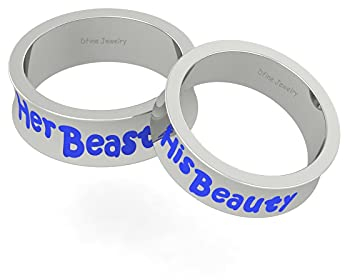 Ehering-Set Die Schöne und das Biest, massives 925er-Sterlingsilber, Ringe für die Schönheit und das Biest