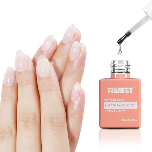 FZANEST Hema Free Rubber Base Builder Gel 15ml, 7 in 1 Clear Builder Base Coat Nail Strengthener Quick Extension Gel Soak Off Long Lasting UV LED Soak Off