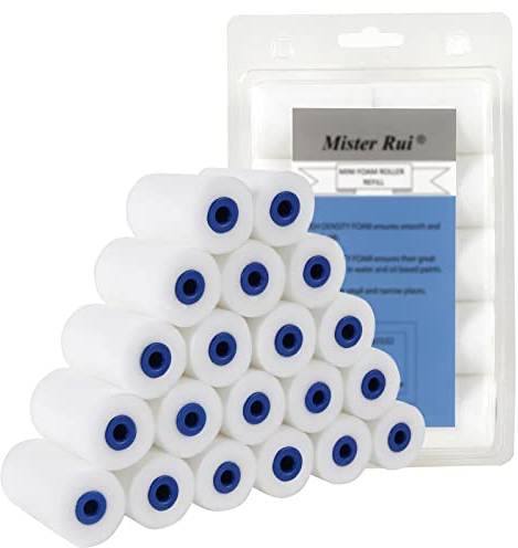Mister Rui Farbroller Set Klein, Farbroller Klein 5cm, Schaumstoff Farbroller, 2 Zoll Lackierwalze, Mini Farbroller für Möbel Malerei und Renovierung, Packung mit 20